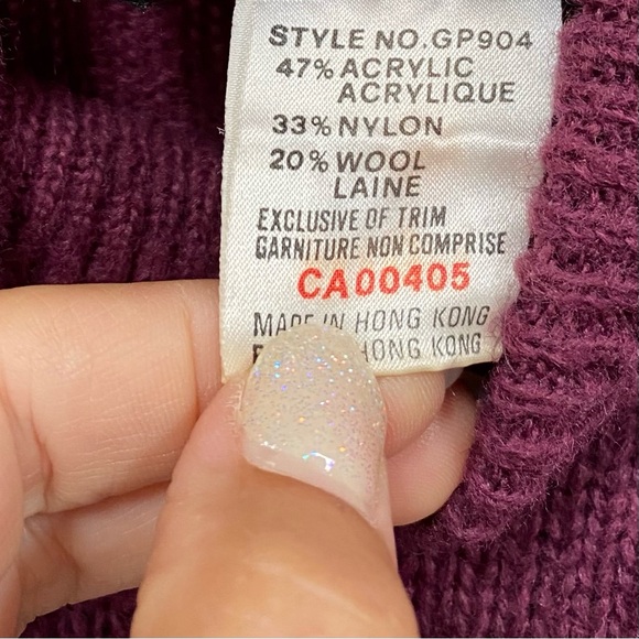 Purple Rare Appliqué retro vintage wool blend sweater w YTK 80s MidCentury vibe - Picture 5 of 10